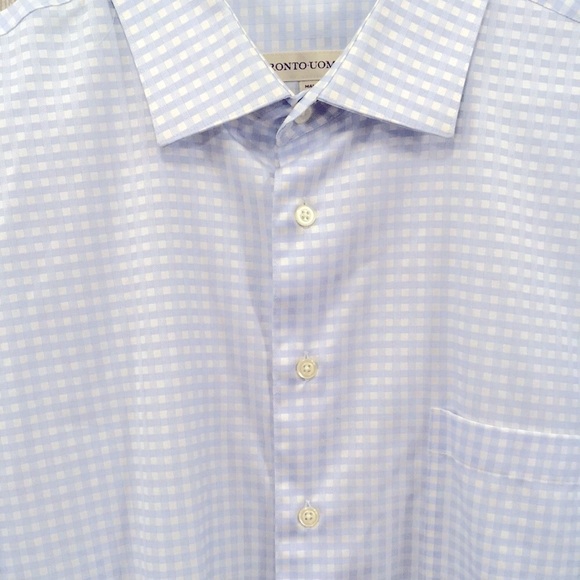 PRONTO Uomo Blue & White Gingham Pattern Shirt XXL - Picture 2 of 8